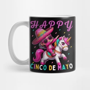 Dabbing girl Dancer on Unicorn Back Happy Cinco de Mayo wearing sunglasses Mug